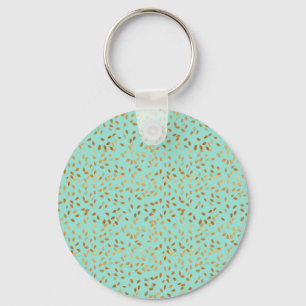 Gold Leaf Confetti pattern on Mint Keychain
