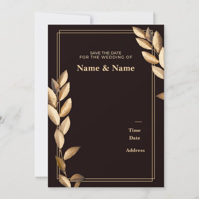 Gold Leaf Customizable  Invitation (Front)