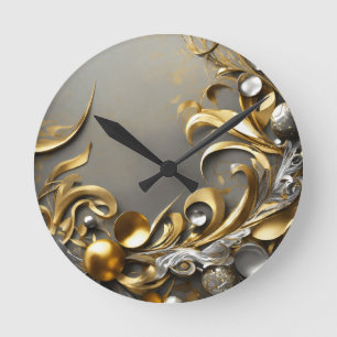 Gold leaf design  round clock