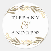 Gold leaf Elegant Modern Couples Name Wedding