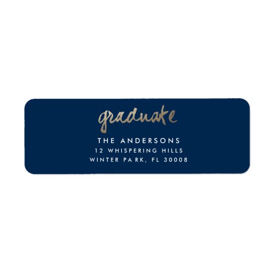 Gold leaf faux foil graduation address label