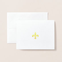 Gold Leaf Fleur-de-Lis Folded Note Card