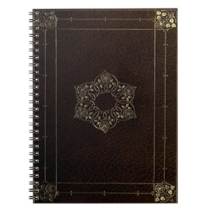 Gold Leaf Flower Leather Look Goth notebook