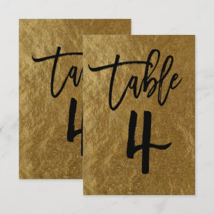 Gold Leaf Foil Modern Script Table Number 4