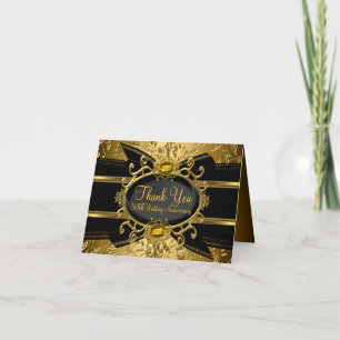 Gold Leaf & Gem 50th Anniversary Thank You Card