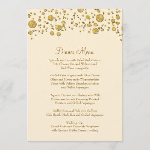 Gold Leaf Glitter Confetti Dot Elegant Dinner Menu