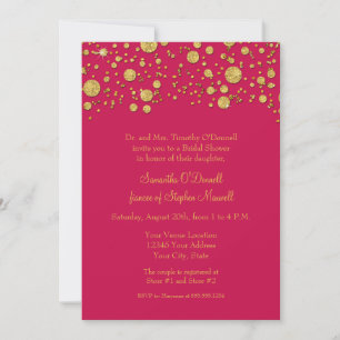 Gold Leaf Glitter Confetti Dots Bridal Shower Invitation