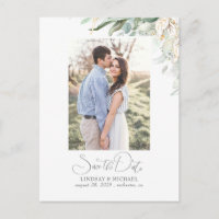 Gold Leaf Greenery Save the Date Photo