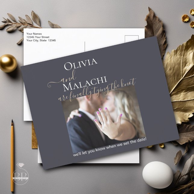 Gold Leaf Impasto Noir  Announcement Postcard (Creator Uploaded)