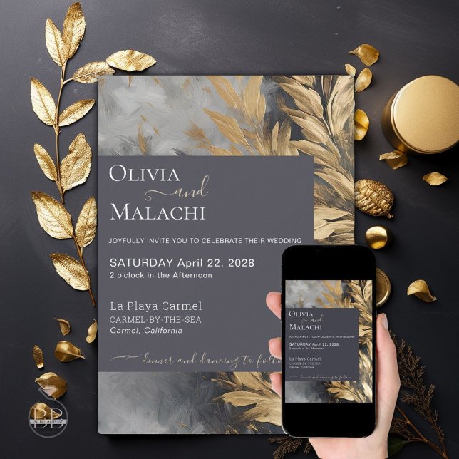 Gold Leaf Impasto Noir  Invitation (Creator Uploaded)