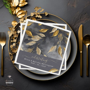 Gold Leaf Impasto Noir  Napkin