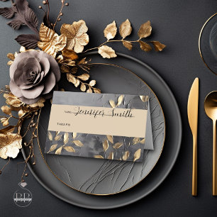 Gold Leaf Impasto Noir Place Card