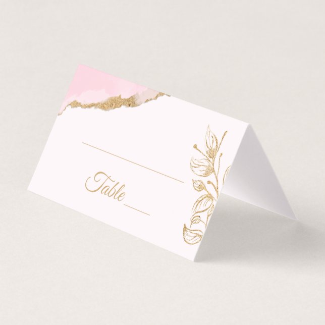 Gold Leaf Leaves Pink Watercolor Floral Party (Front)