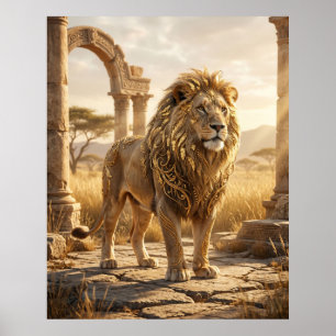 Gold Leaf Lion Ruins Poster
