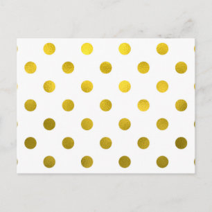 Gold Leaf Metallic Faux Foil Large Polka Dot White Postcard