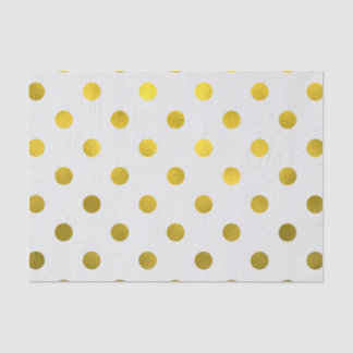 Gold Leaf Metallic Faux Foil Large Polka Dot White Tissue Paper