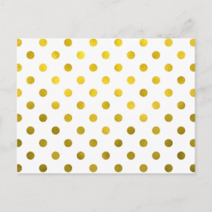 Gold Leaf Metallic Faux Foil Small Polka Dot White Postcard