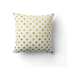 Gold Leaf Metallic Faux Foil Small Polka Dot White
