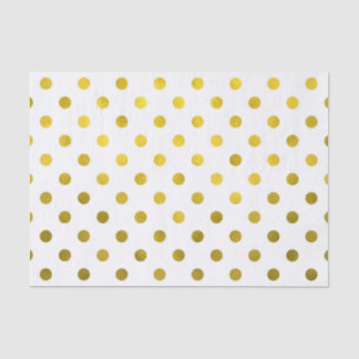 Gold Leaf Metallic Faux Foil Small Polka Dot White Tissue Paper