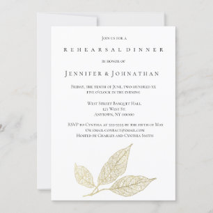 Gold Leaf Modern Rehearsal Dinner Invitations