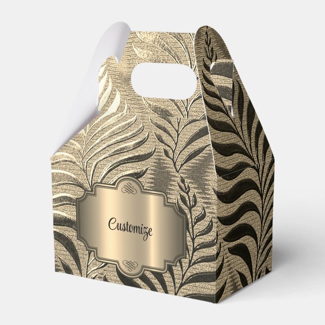 Gold Leaf Motif Gable Favor Box (Front Side)
