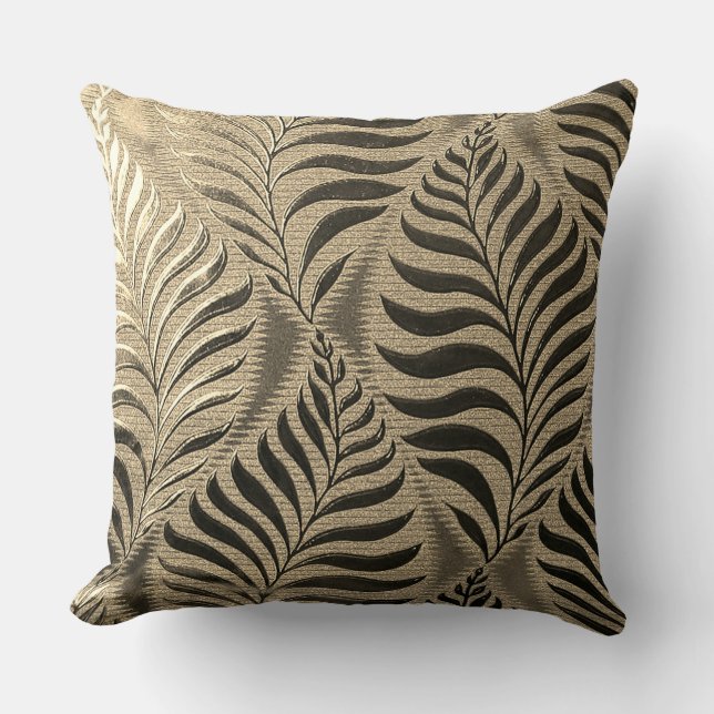 Gold Leaf Motif Throw Pillow (Front)