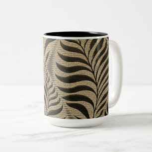 Gold Leaf Motif Two-Tone Coffee Mug