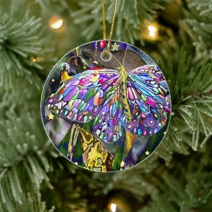 Gold Leaf New Year Butterfly Ceramic Ornament