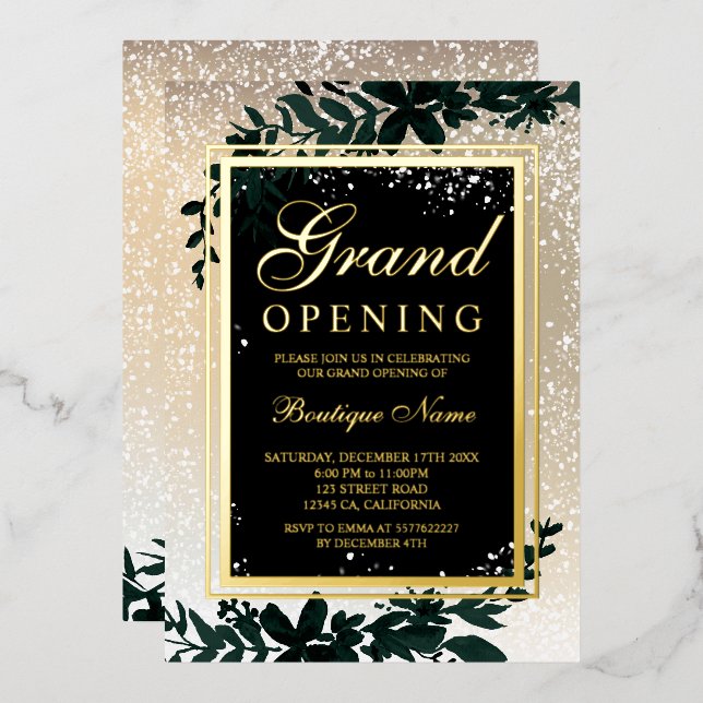 gold leaf snow elegant Christmas grand opening (Front/Back)