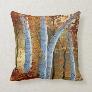 Gold Leaf Tree Painting Pillow