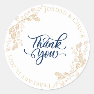 Gold Leaf Wedding Favor Thank You Sticker