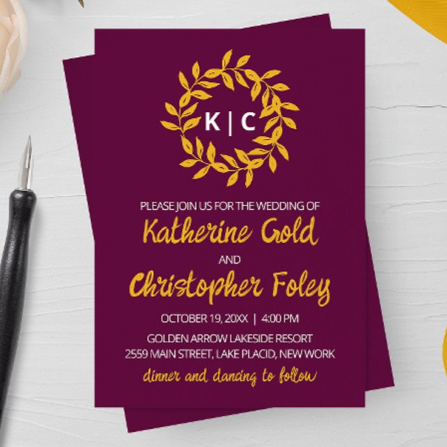 Gold Leaf Wedding Invitation (Creator Uploaded)