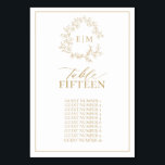 Gold Leafy Crest Monogram Wedding Table Number<br><div class="desc">Create the perfect reception setting! We're loving this trendy, modern gold wedding table numbers! Simple, elegant, and oh-so-pretty, it features a hand drawn leafy wreath encircling a modern wedding monogram. It is personalized in elegant typography, and accented with hand-lettered calligraphy. Finally, it is trimmed in a delicate frame. This version...</div>