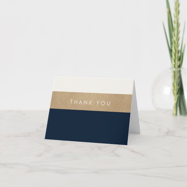 Gold leather and navy blue Thank You (Front)