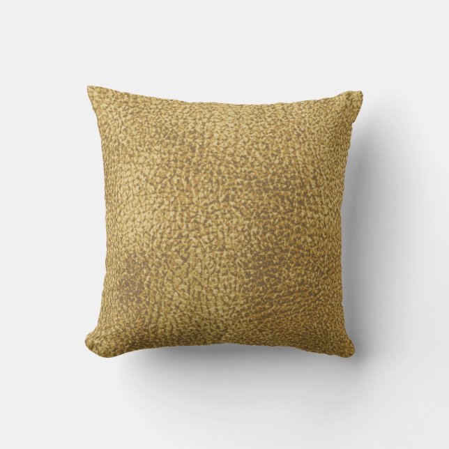 Gold leather texture luxury bright glossy throw pillow (Front)