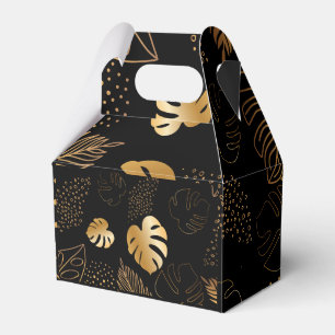 Gold leave print black Favour Box