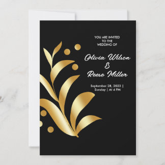 Gold Leaves Abstract Invitation