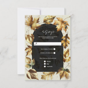 Gold Leaves Almond & Beige Black Glam Fall RSVP