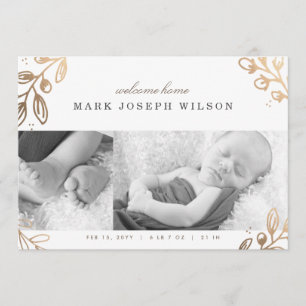 Gold Leaves Birth Announcement