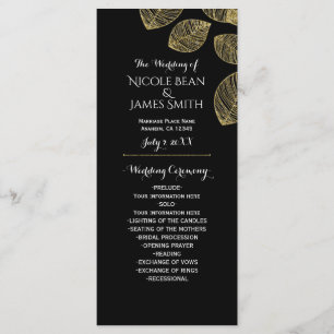 Gold Leaves Black Autumn Wedding Program