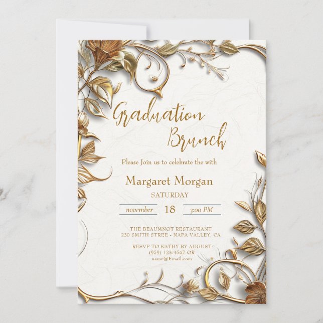 Gold Leaves Bridal Brunch Invitation (Front)