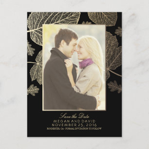 Gold Leaves Fall Photo Save the Date Announcement Postcard