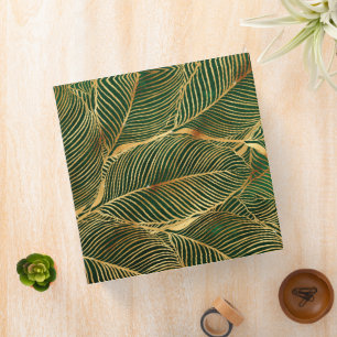 Gold Leaves Forest Green Elegant Pattern Binder