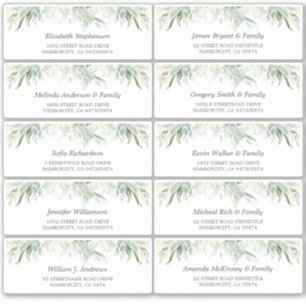 Gold Leaves Greenery Guest Names Address Labels