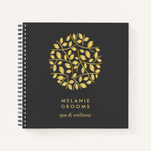 Gold Leaves Logo Personalized Monogram Notebook