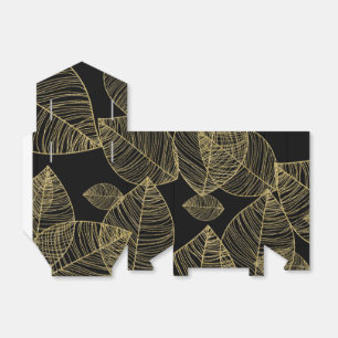Gold Leaves on Black Elegant Favour Boxes