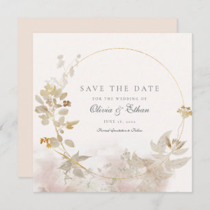 Gold Leaves on Gold Frame Save the Date
