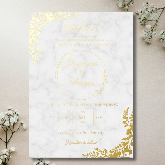 Gold Leaves Ornate White Marble Muslim Wedding (Creator Uploaded)