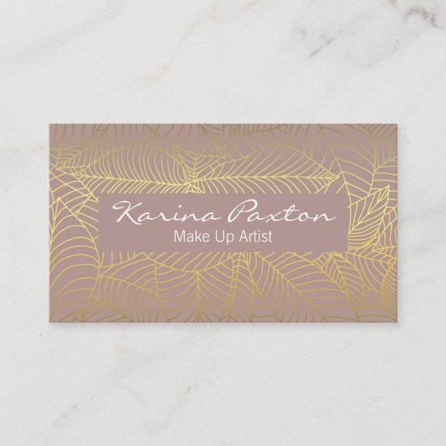 Gold Leaves Pattern  Business Card (Front)