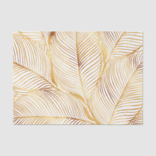 Gold Leaves White Elegant Pattern Tissue Paper